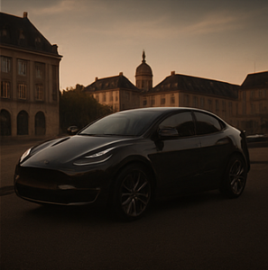 Tesla Model Y noir pour trajets toutes destinations avec chauffeur privé