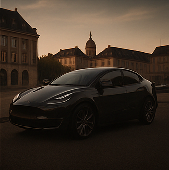 Tesla Model Y noir pour trajets toutes destinations avec chauffeur privé